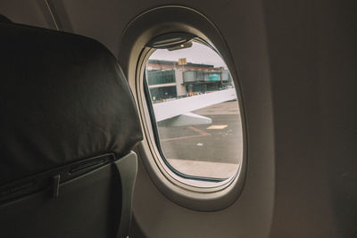 Close-up of airplane window