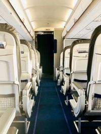 Aisle amidst empty seats in airplane