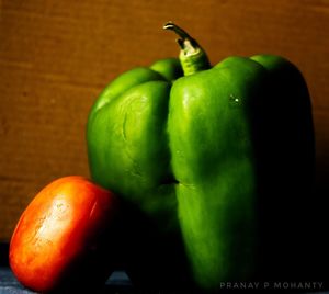 Close-up of bell peppers on table