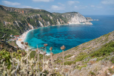 High angle view of beach against sky