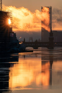 Reflection of buildings in water