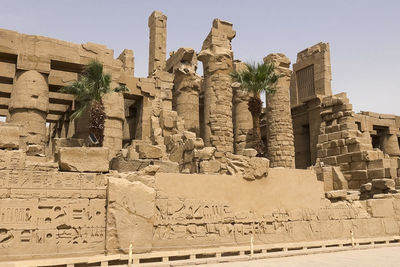 Low angle view of old ruin building against sky