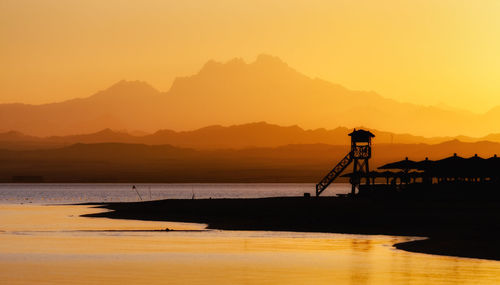 Silhouette of mountain during sunset