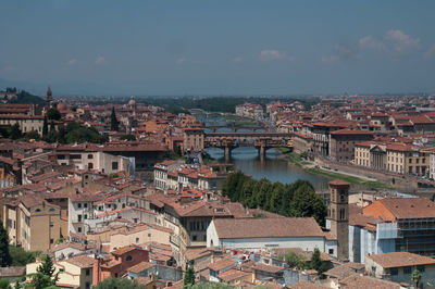 High angle view of townscape against sky