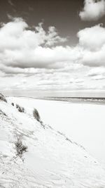 Scenic view of sea against cloudy sky