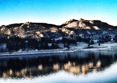 Scenic view of lake and mountains