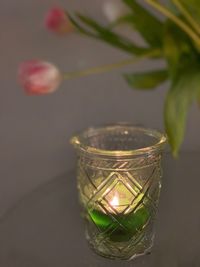 Close-up of glass on table