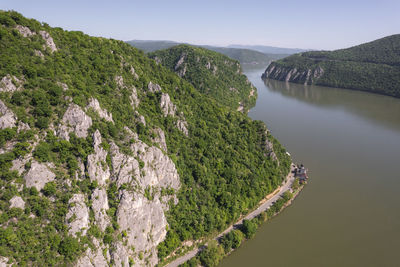 High angle view of sea against sky