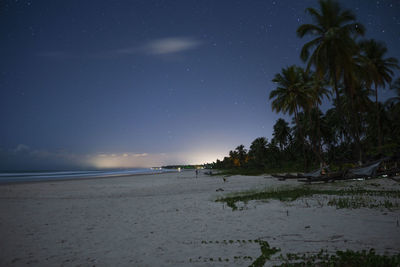 Scenic view of sea against sky at night