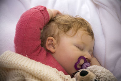 Close-up of baby girl sleeping