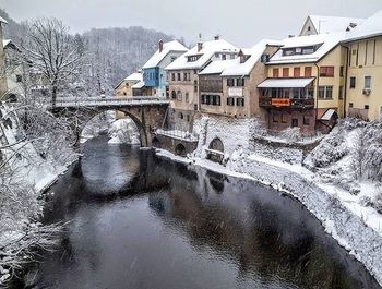 View of river with buildings in background