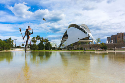 Panoramic shot of lake against sky