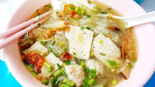 Close-up of soup in bowl