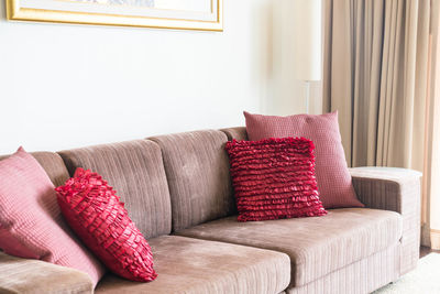 Cushions on sofa at home