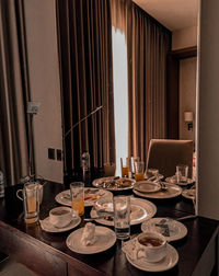 View of dining table at home