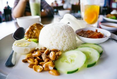 Close-up of served food in plate