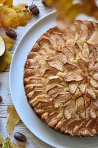 High angle view of homemade apple pie