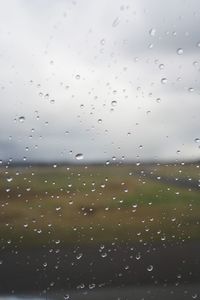 Full frame shot of raindrops on window