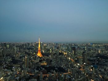 Illuminated cityscape at night