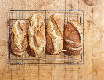 High angle view of bread on table