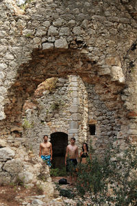 View of people walking in ruins