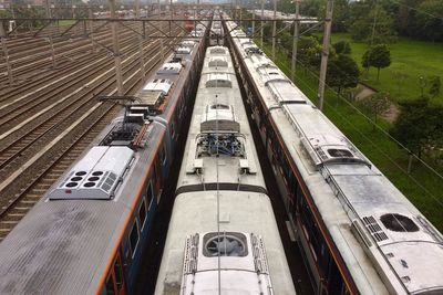 High angle view of railroad station