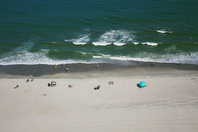 High angle view of people on beach