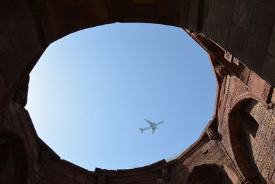 Low angle view of historic building against clear sky