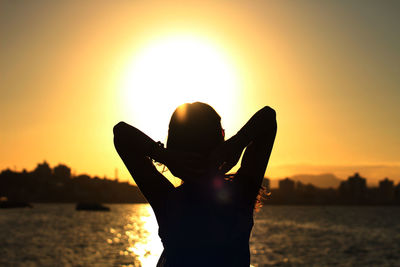 Scenic view of sea at sunset