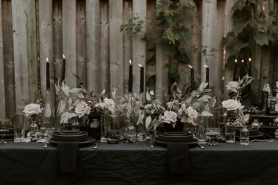 Dark and beautifully styled dining arrangement