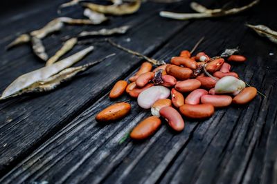 High angle view of fruits on table