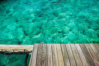 High angle view of swimming pool by sea