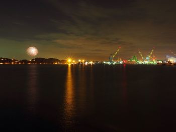 View of illuminated city at night