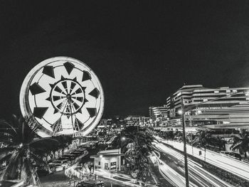 View of city street at night