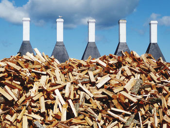 Close-up of stack of firewood