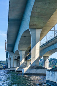 Beneath the interstate 90 bridges in seattle, washington.