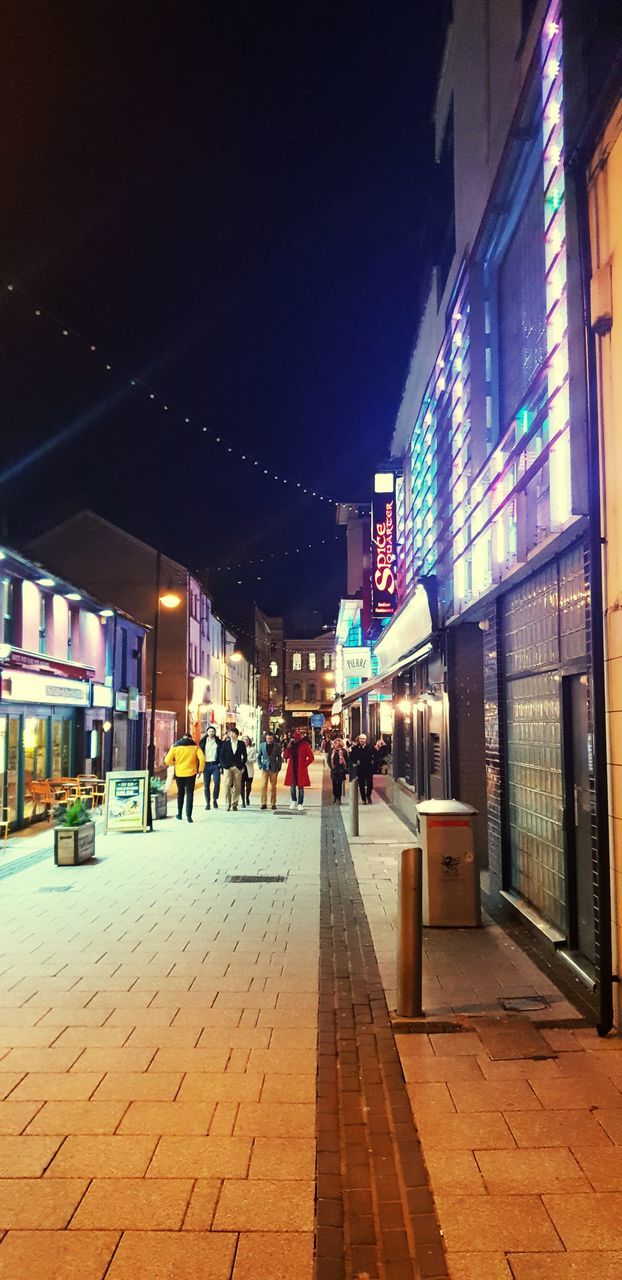 illuminated, night, building exterior, architecture, built structure, outdoors, neon, retail, real people, store, city, large group of people, sky, people