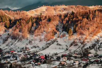 Winter sunset over mountains landscape photography