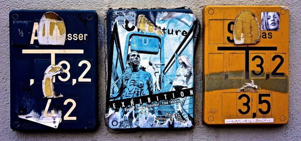 Close-up of information sign