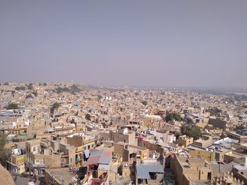 High angle view of townscape against sky