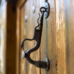 Close-up of metal door knocker