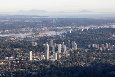 High angle view of city against sky