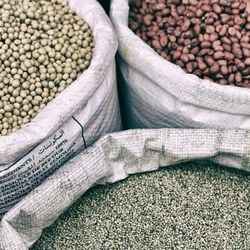 High angle view of vegetables in market stall