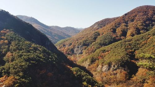 Scenic view of mountains against clear sky