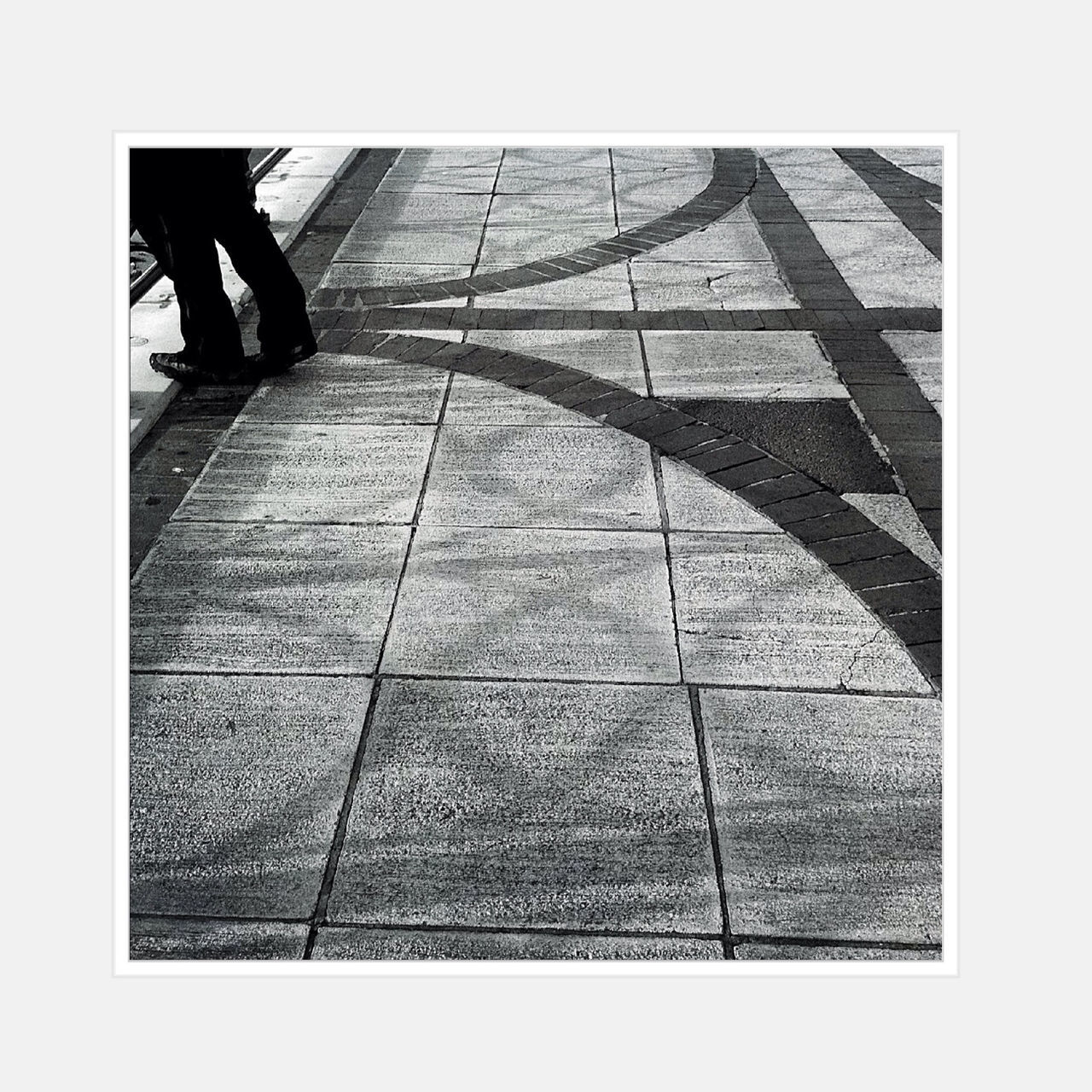 transfer print, auto post production filter, low section, men, lifestyles, walking, person, shadow, tiled floor, standing, leisure activity, unrecognizable person, sunlight, indoors, street