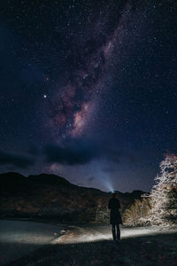 Full length of man standing against sky at night