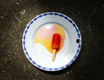 High angle view of fruits in plate