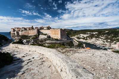 View of fort against cloudy sky