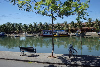 Empty boat in calm lake