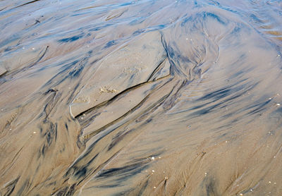 High angle view of sand on shore